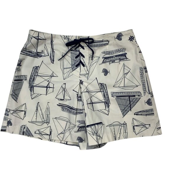 Tory Burch Adrift Skort Shorts 28 Navy Sea New Ivory Spinaker Nautical Sailing - Picture 1 of 12